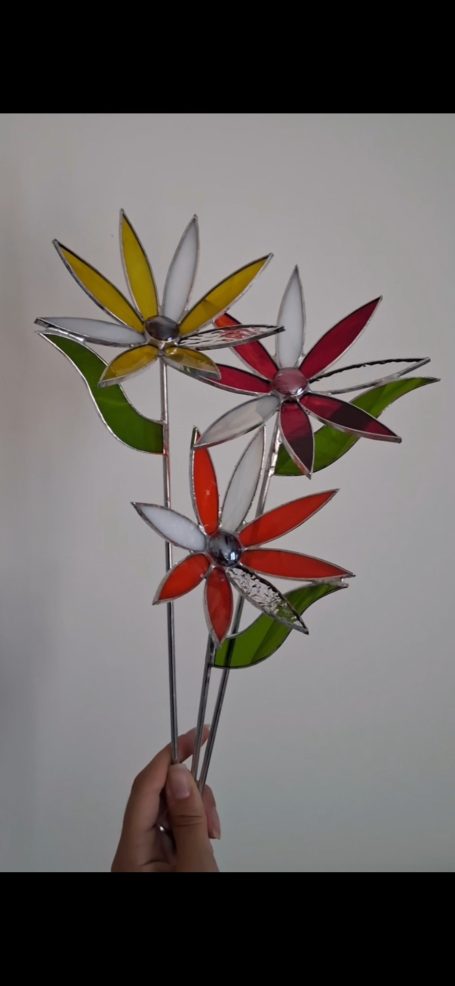 Lots de 3 Fleurs avec Feuilles Fleurs