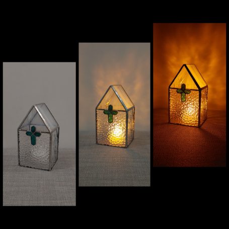 Eglise transparente avec croix verte Luminaire - Eglise