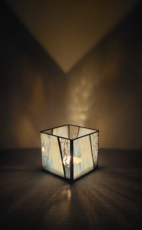 Cube Enneigé Bougeoir Duo Blanc/Transparent